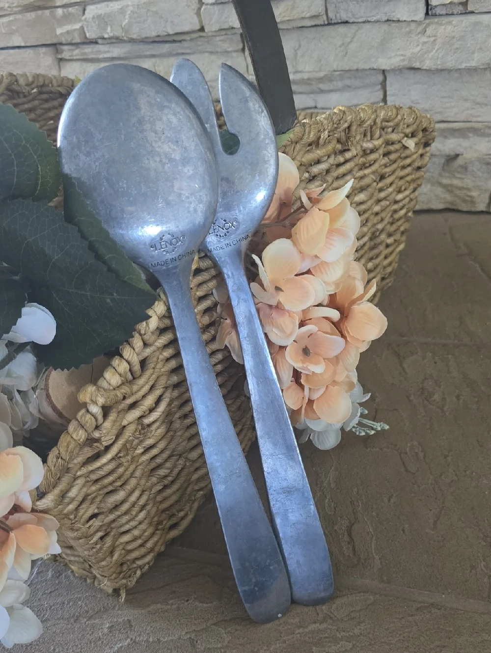 Lenox Silver Floral-Handle Salad Servers